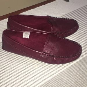 Maroon slip on flats